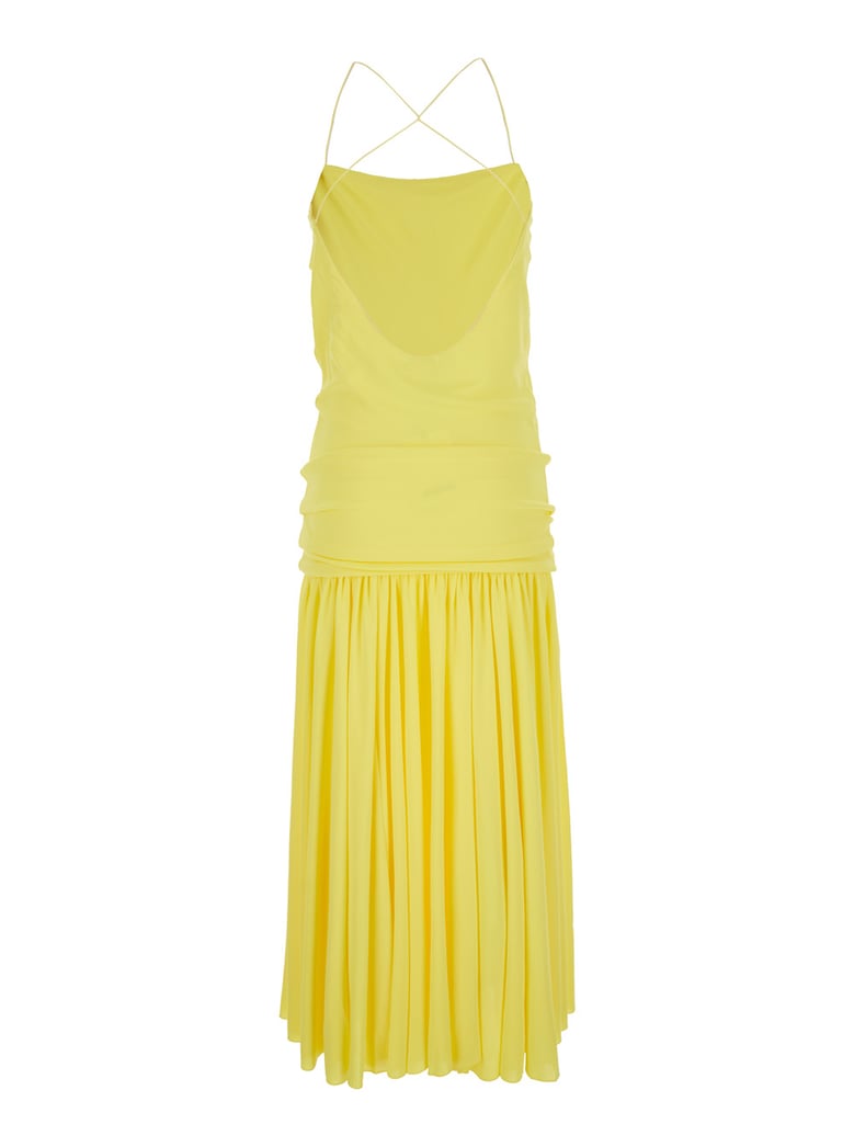 dress, straight neckline, yellow by Selfnex
