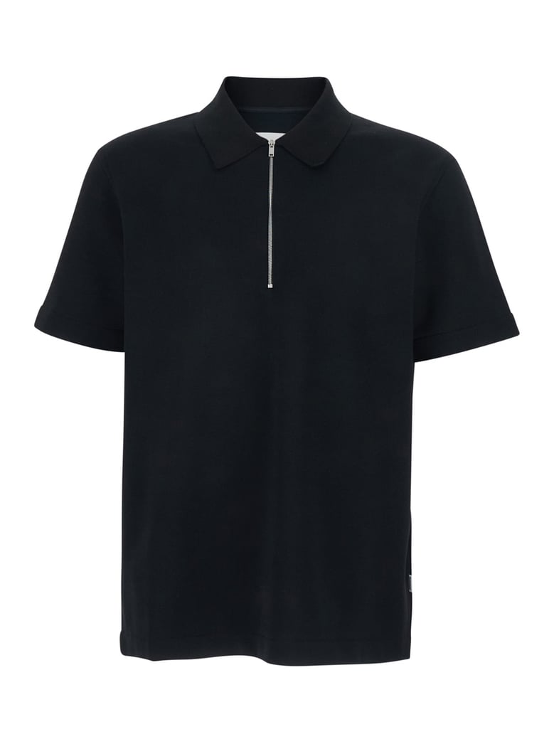 polo shirt with front zip in black by Selfnex