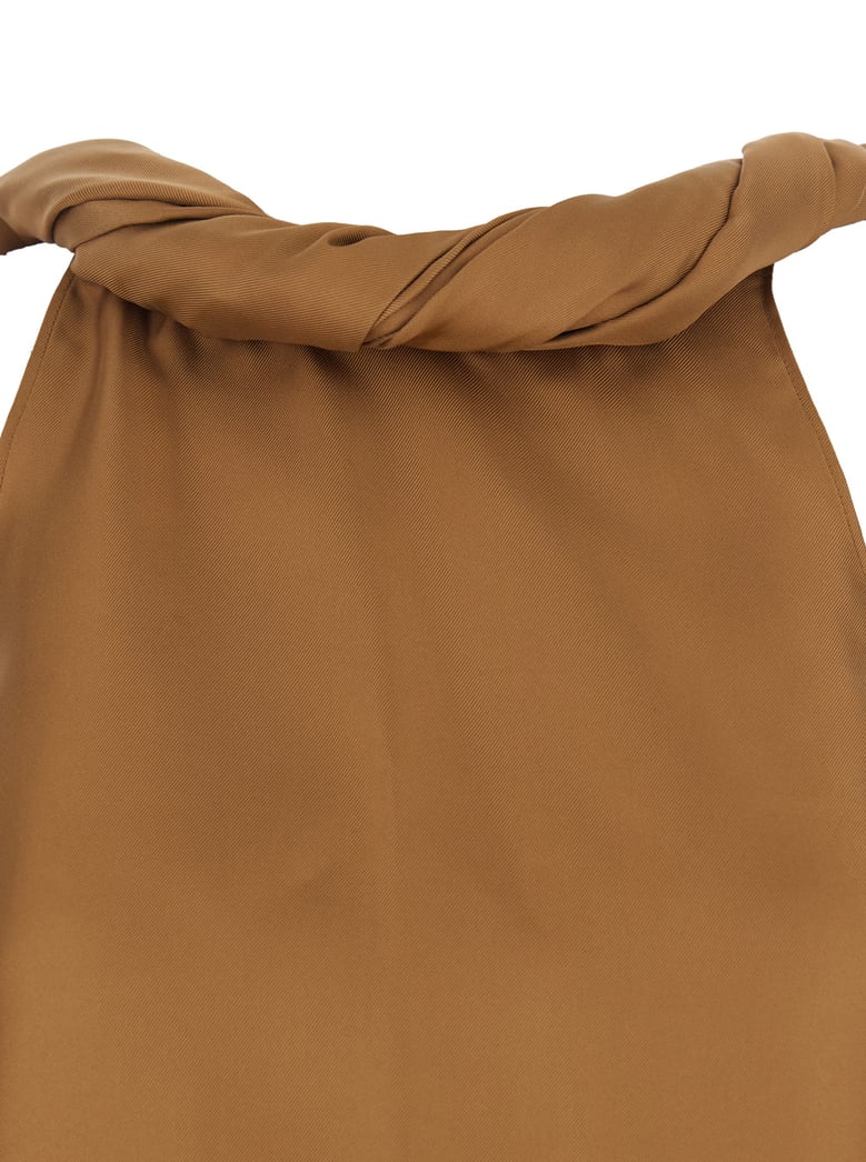 top twisted collar brown silk by Selfnex