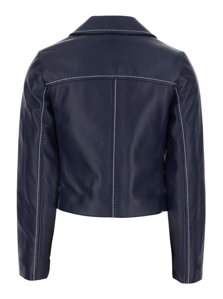 jacket with notched lapel — blue lamb leather by Selfnex