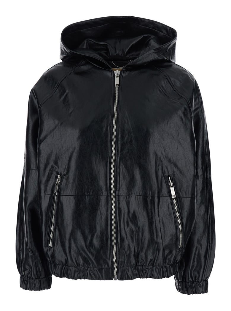 hooded jacket black ecoleather by Selfnex