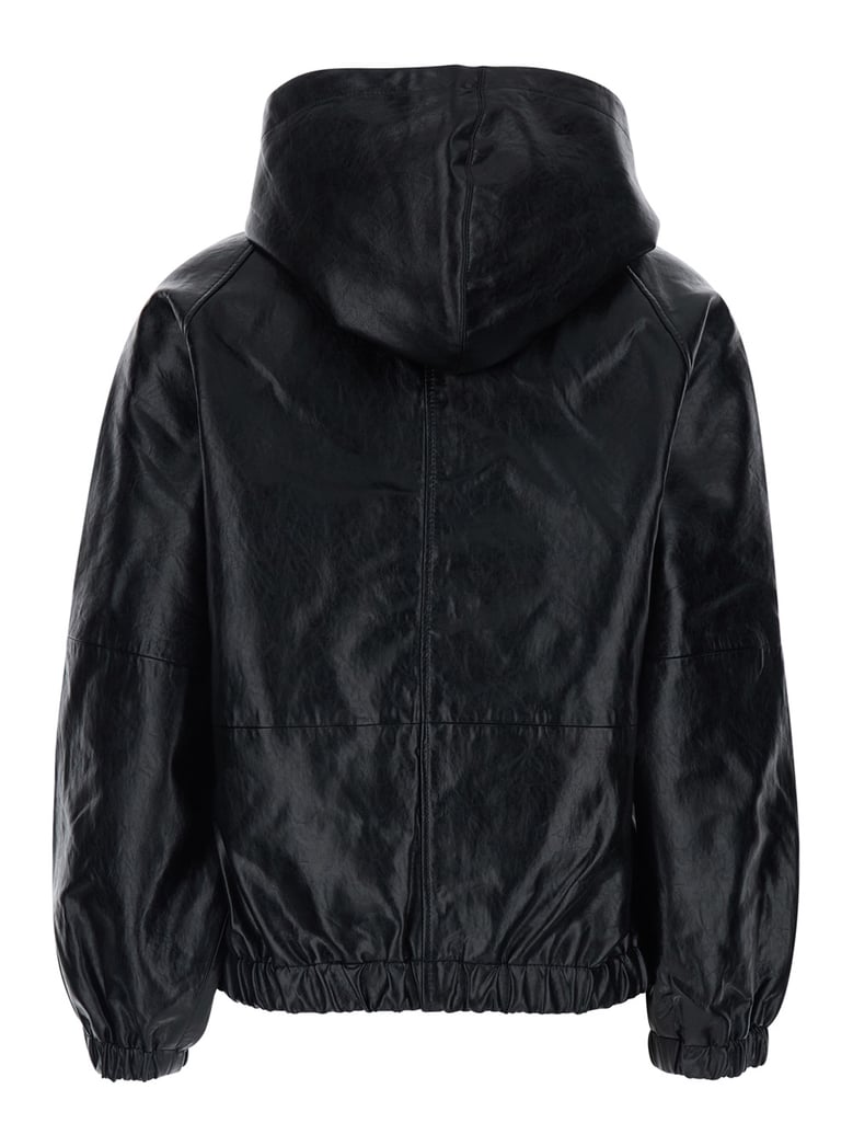 hooded jacket black ecoleather by Selfnex