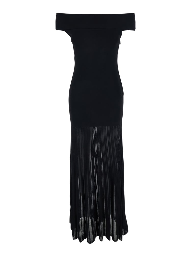 long dress with dropped shoulders, black by Selfnex