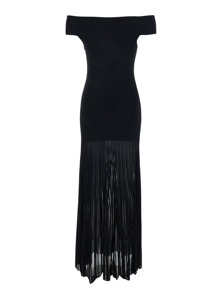 long dress with dropped shoulders, black by Selfnex