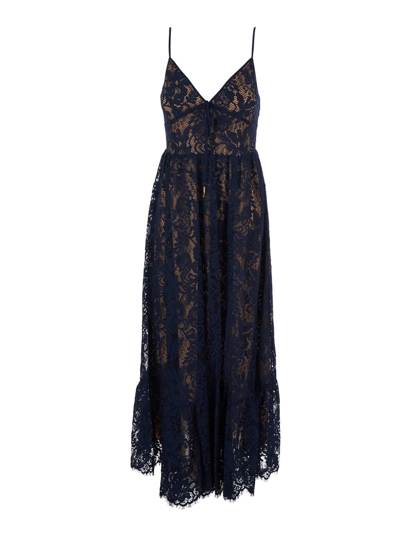 long v-neck lace dress blue by Selfnex