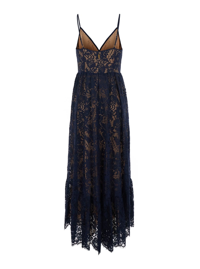 long v-neck lace dress blue by Selfnex