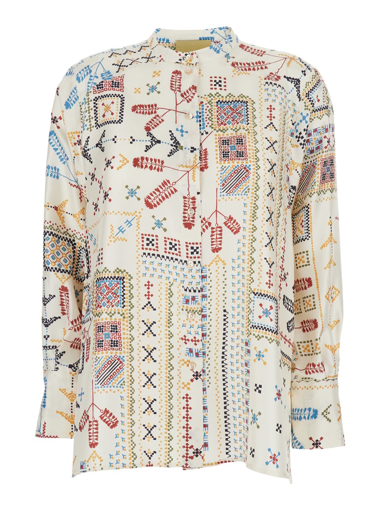 shirt with raised collar multicolour silk by Selfnex