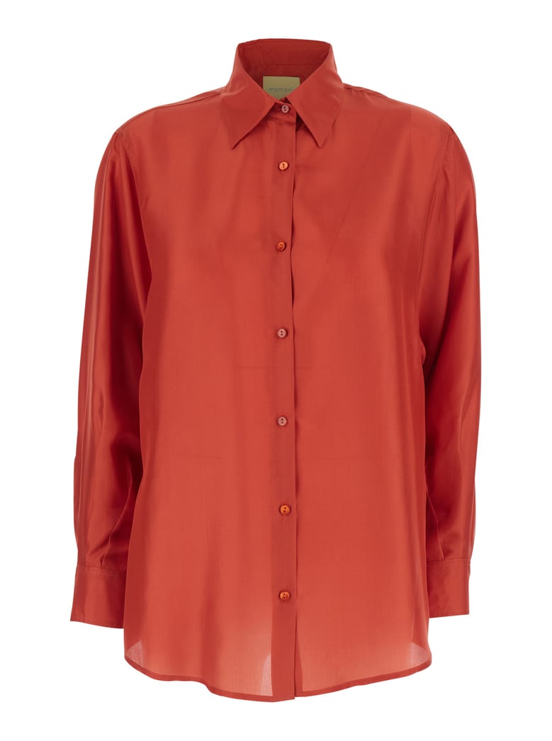 shirt classic collar orange silk by Selfnex