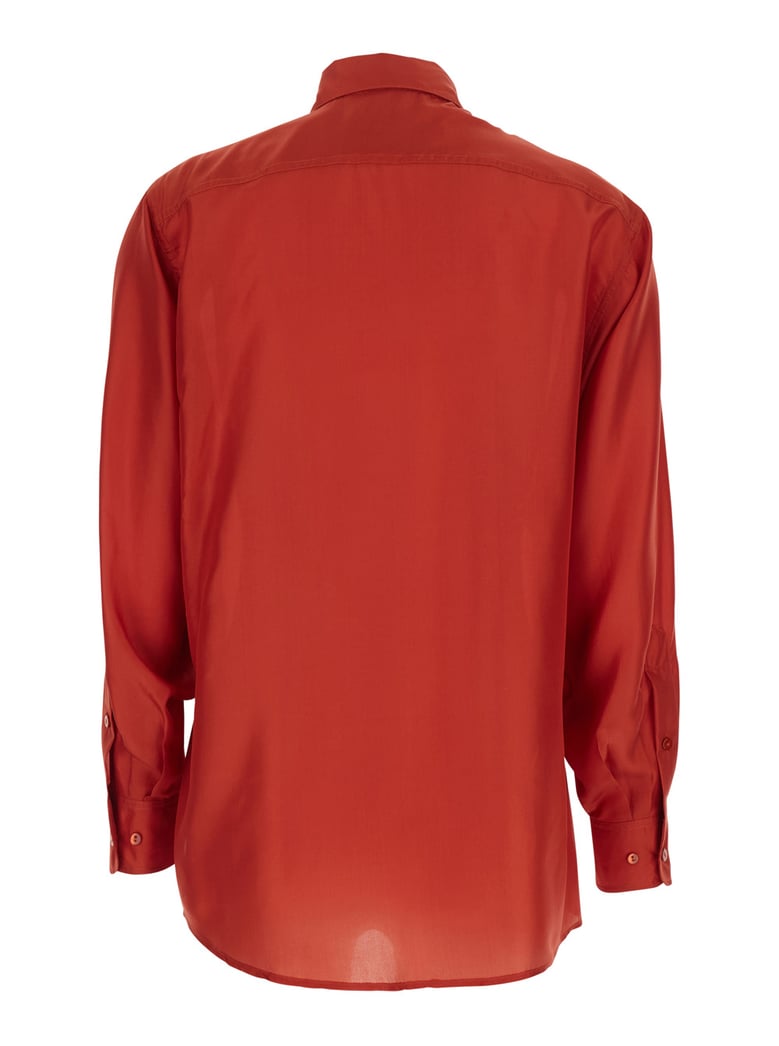shirt classic collar orange silk by Selfnex