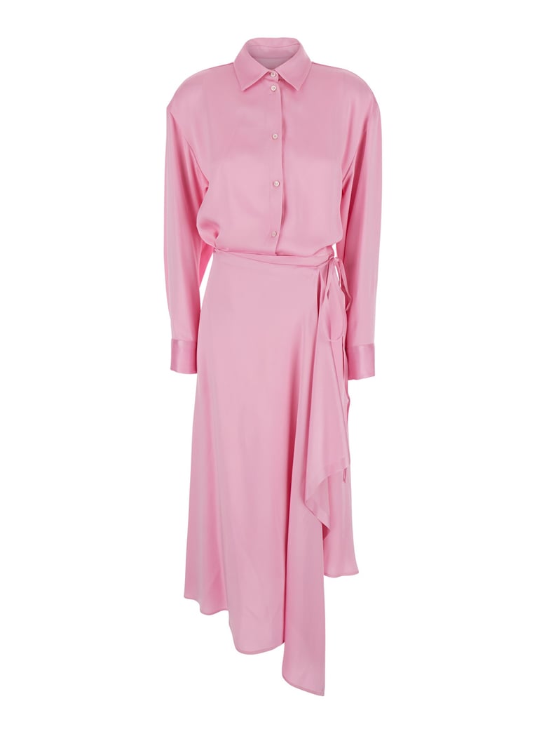 dress v-neck pink viscose by Selfnex