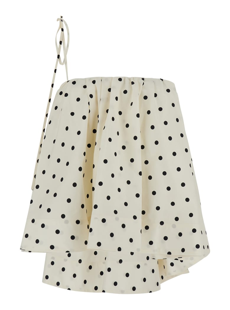 top with polka dots white cotton by Selfnex