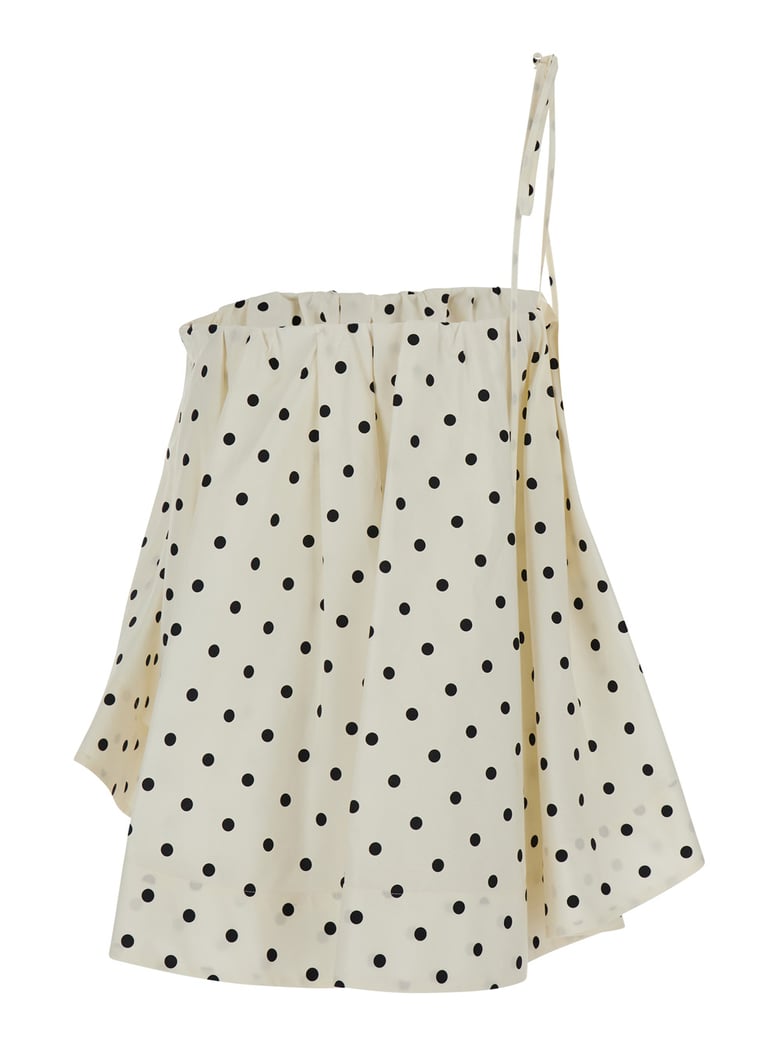 top with polka dots white cotton by Selfnex