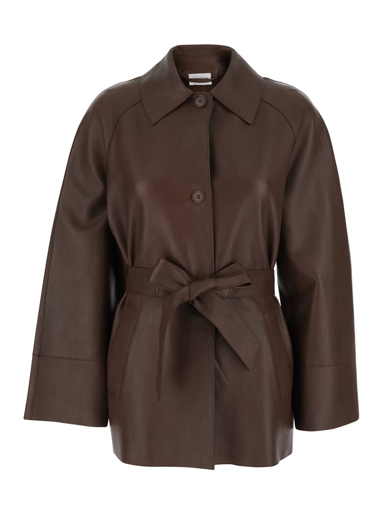 leather jacket wide collar brown by Selfnex
