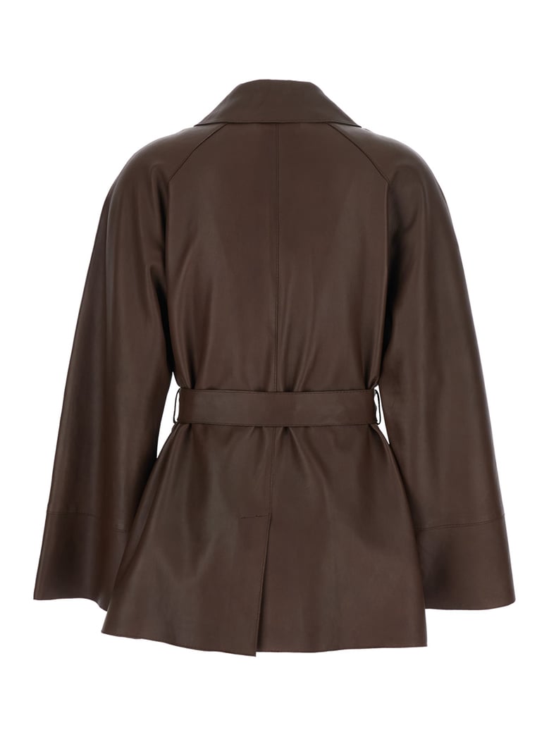 leather jacket wide collar brown by Selfnex