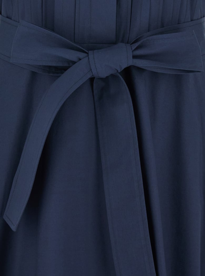 long dress classic collar blue cotton by Selfnex