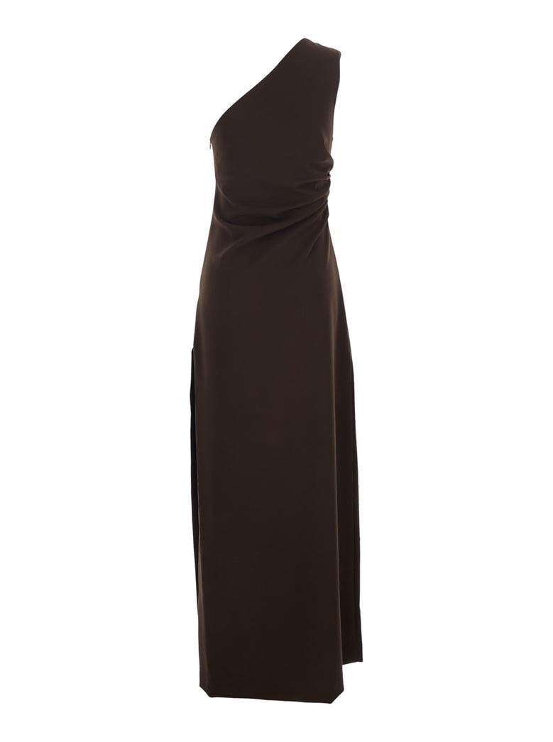 long one-shoulder dress brown by Selfnex