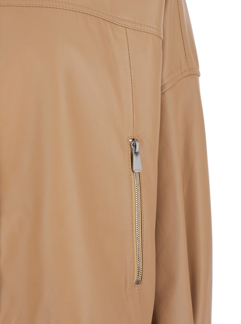 jacket high collar beige leather by Selfnex