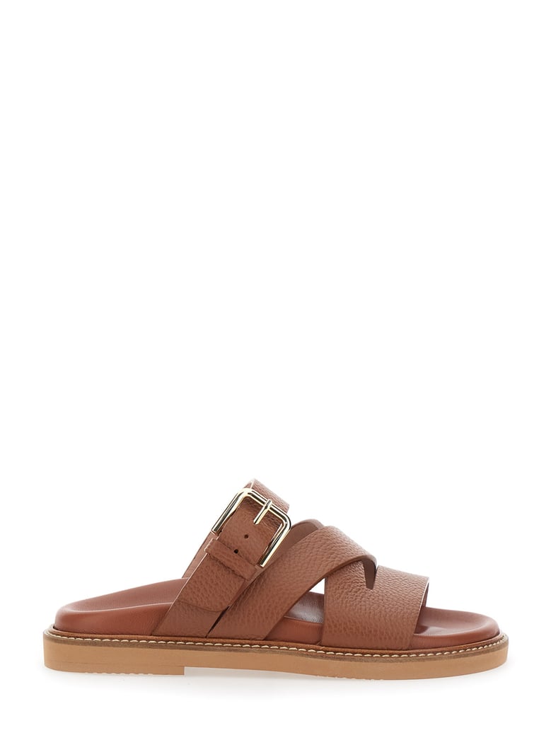 sandals open toe brown leather by Selfnex