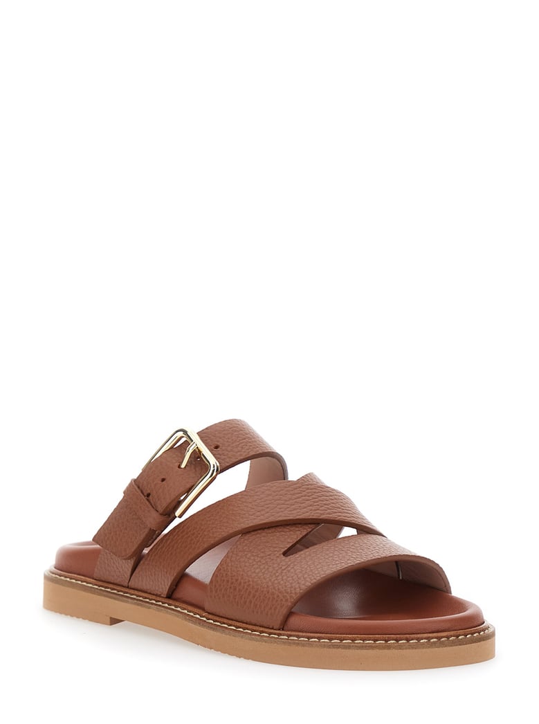 sandals open toe brown leather by Selfnex