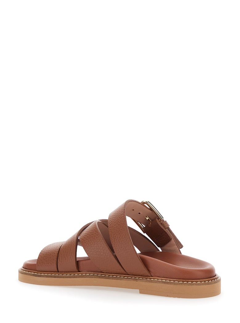 sandals open toe brown leather by Selfnex