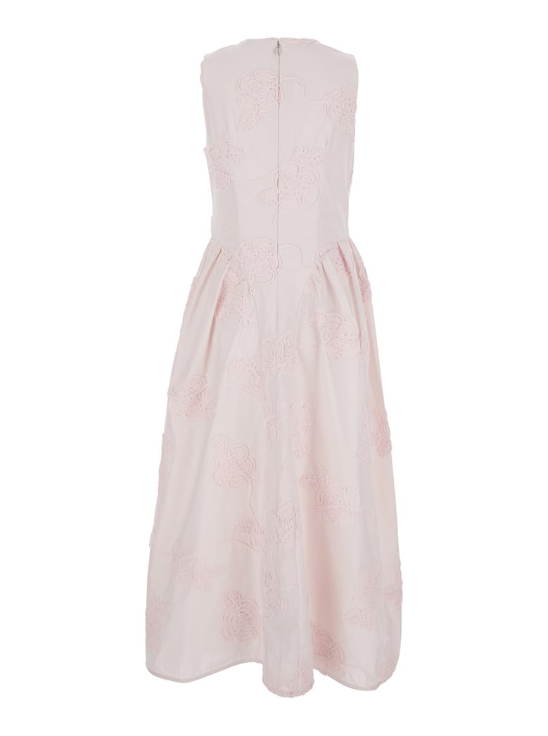 long dress pink floral embroidered by Selfnex