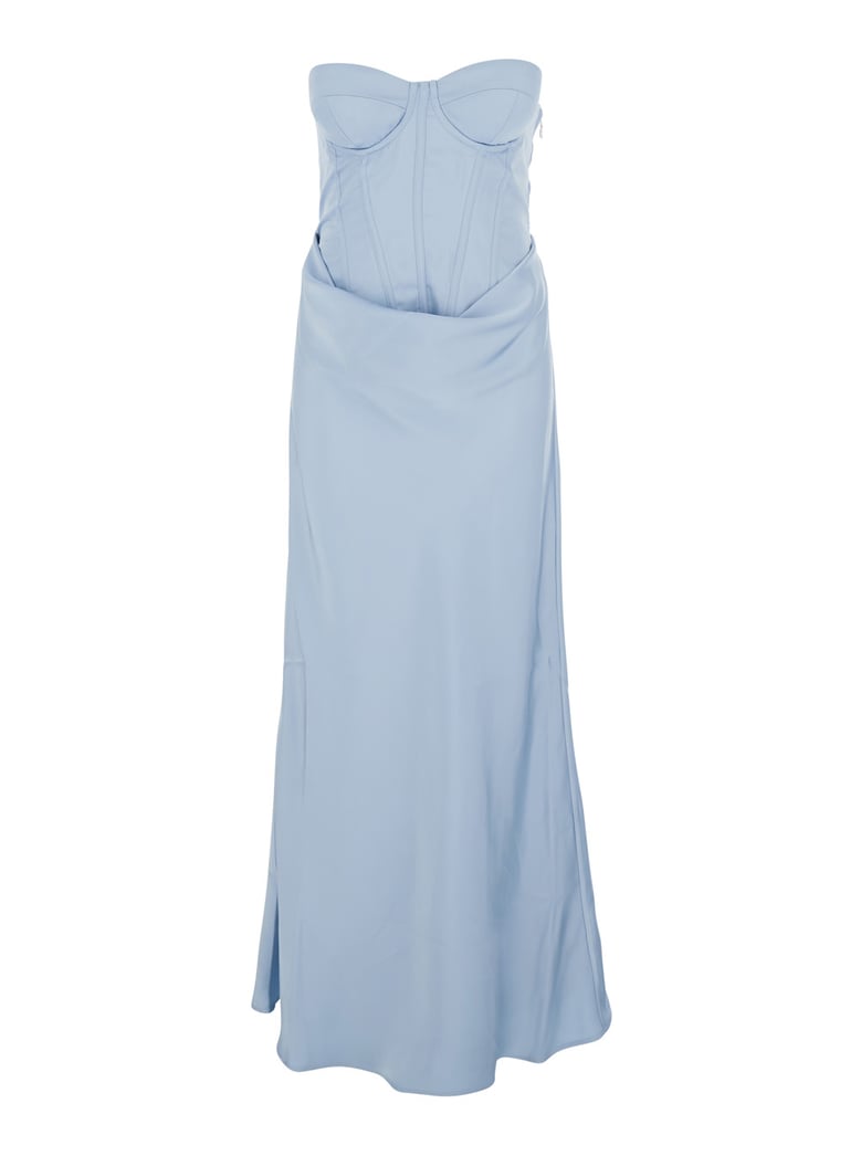 dress satin corset maxi light blue by Selfnex