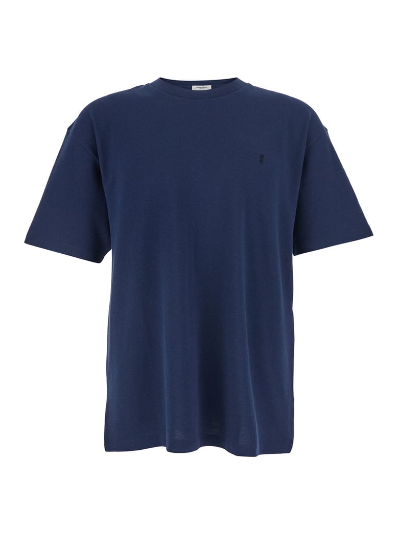 t-shirt round neck blue cotton by Selfnex