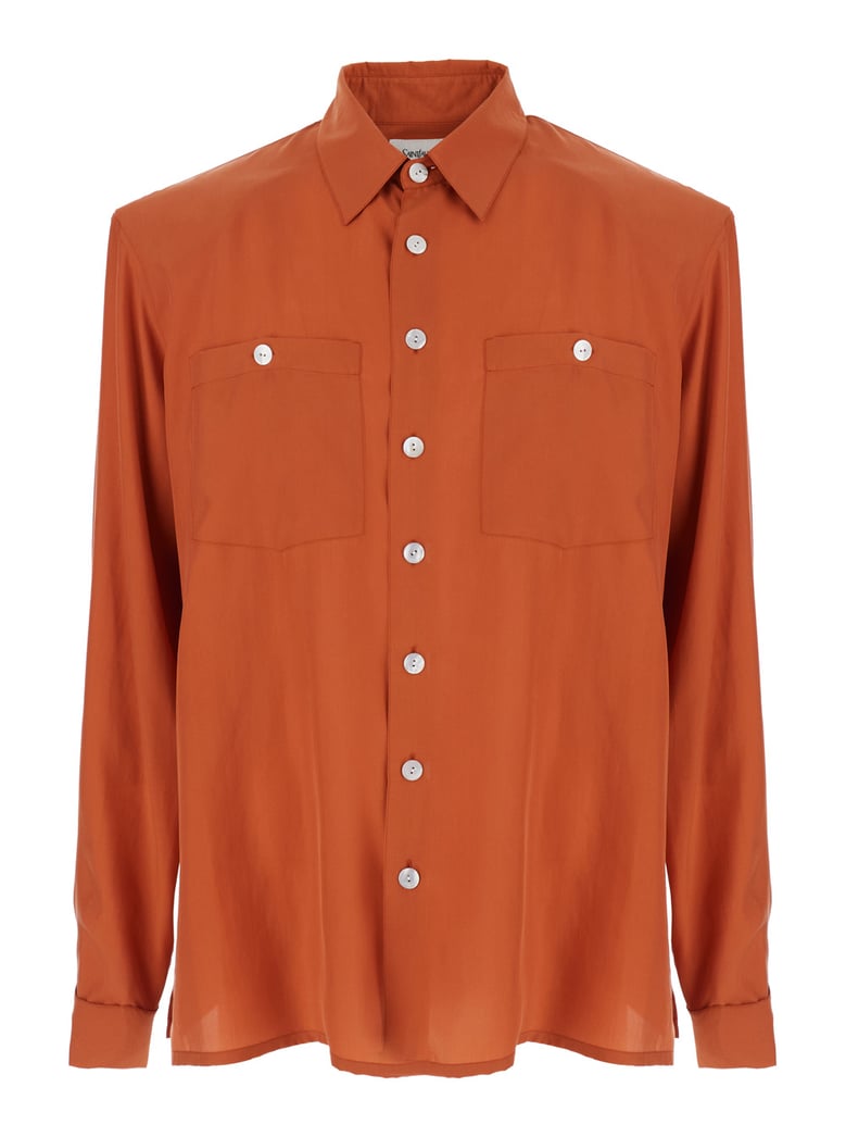 shirt orange silk by Selfnex