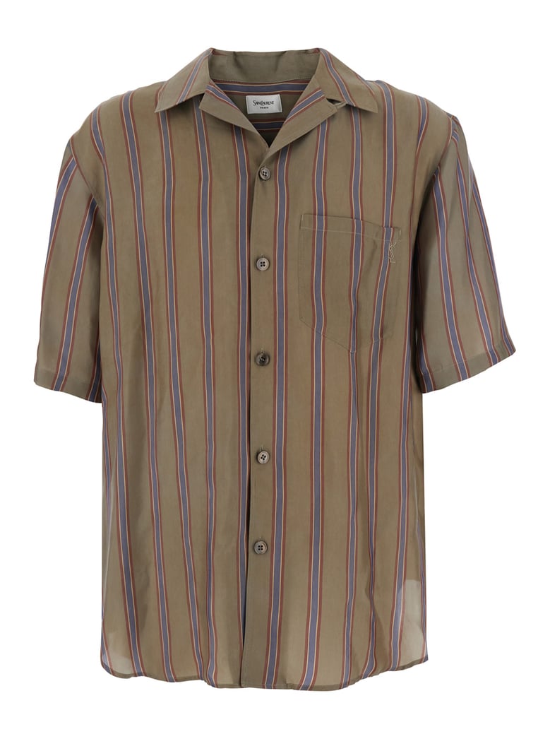 shirt boxy strips brown by Selfnex