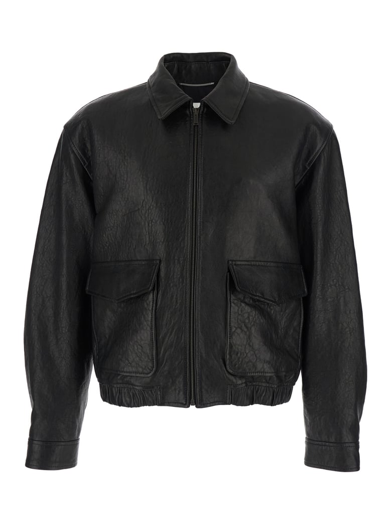 jacket classic collar black leather by Selfnex