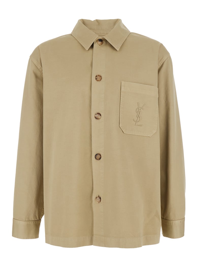 shirt with cassandre embroidery, beige by Selfnex