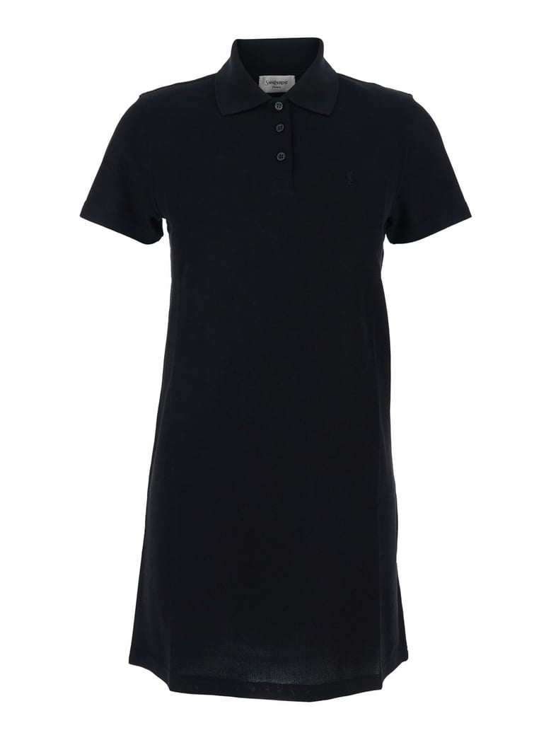 polo dress embroidered cotton black by Selfnex