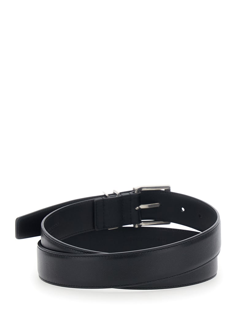 belt with cassandre plate, black leather by Selfnex