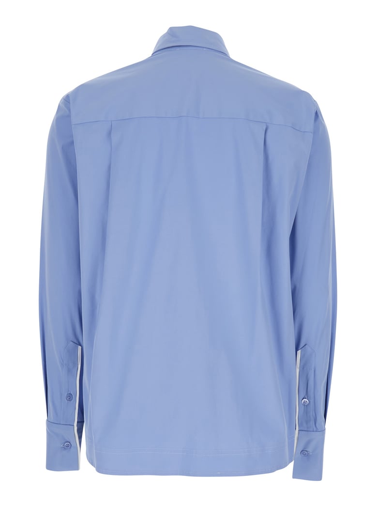 shirt classic collar light blue stretch cotton by Selfnex