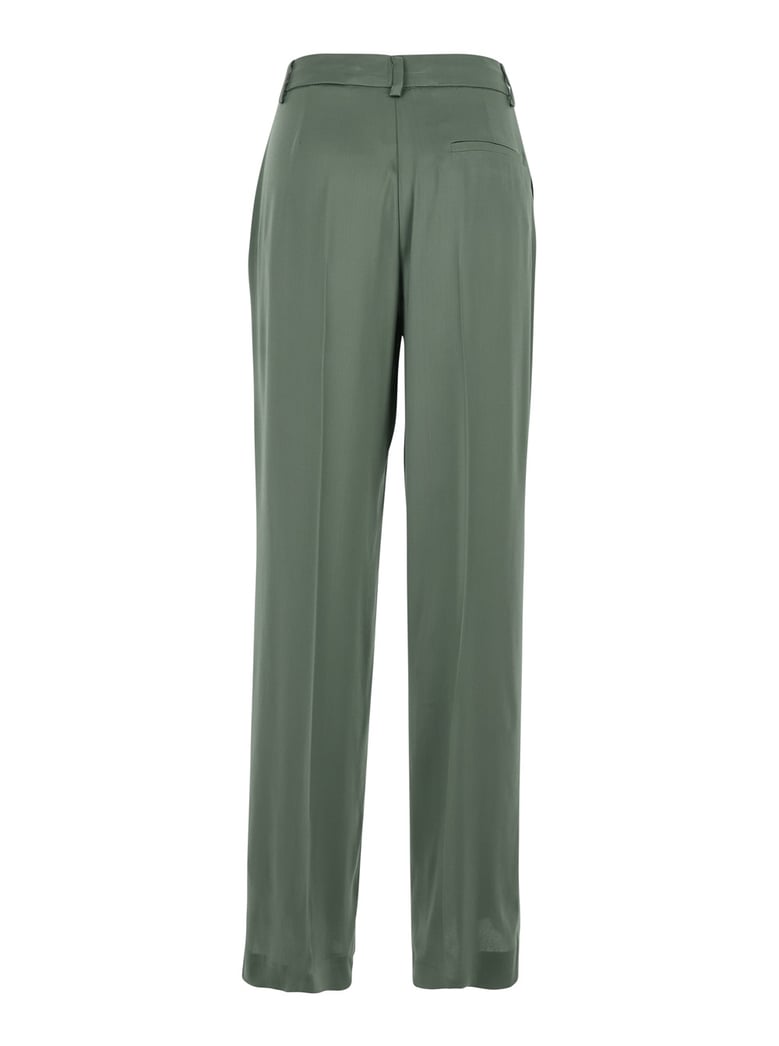 pants with front pleats, green silk-blend by Selfnex