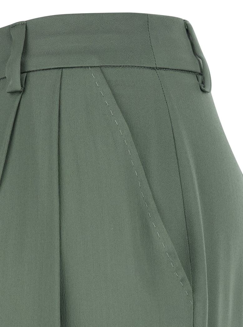 pants with front pleats, green silk-blend by Selfnex