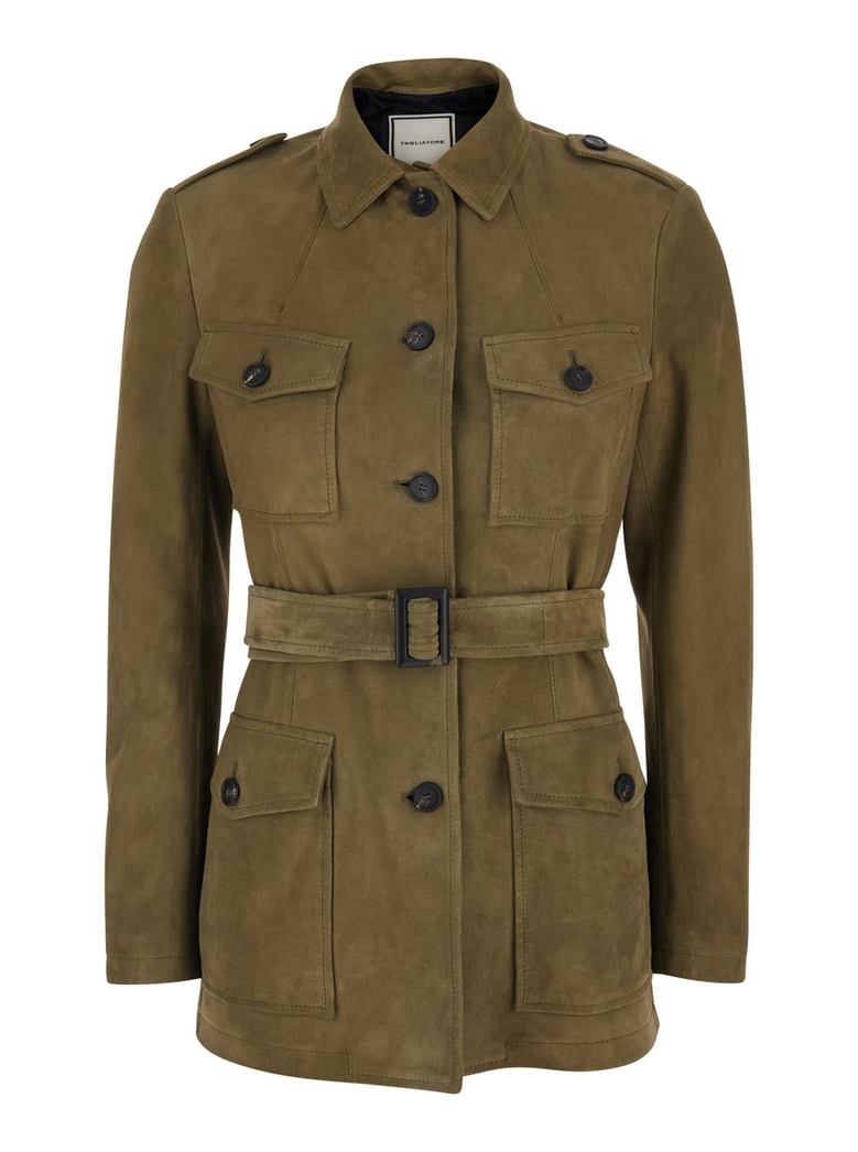 single-breasted jacket clea green leather by Selfnex