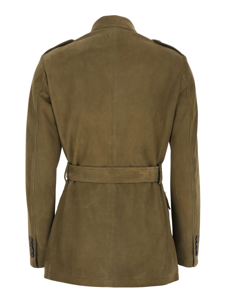 single-breasted jacket clea green leather by Selfnex
