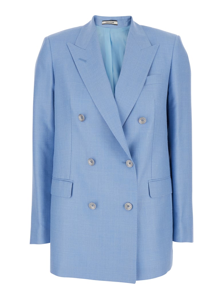 double-breasted jacket jasmine light blue wool by Selfnex