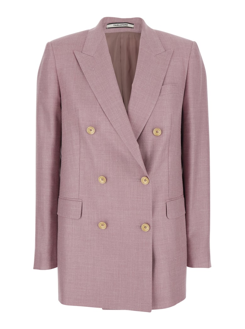 double-breasted jacket jasmine pink wool blend by Selfnex