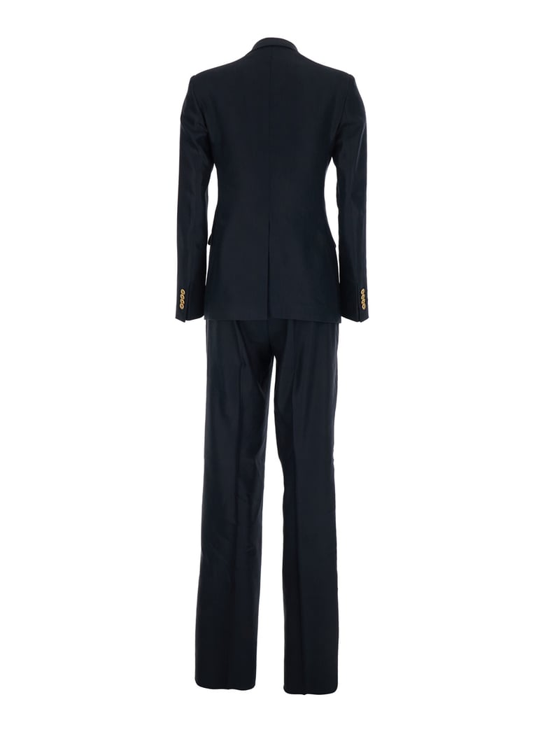 double-breasted suit linen-blend blue by Selfnex