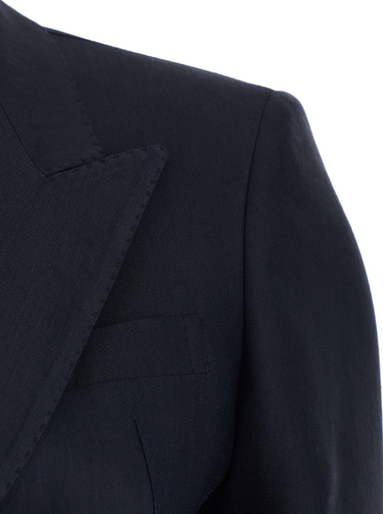 double-breasted suit linen-blend blue by Selfnex