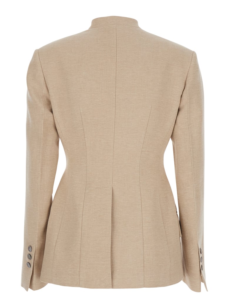 double-breasted jacket linen blend beige by Selfnex
