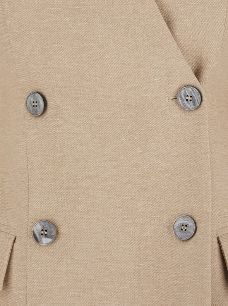 double-breasted jacket linen blend beige by Selfnex