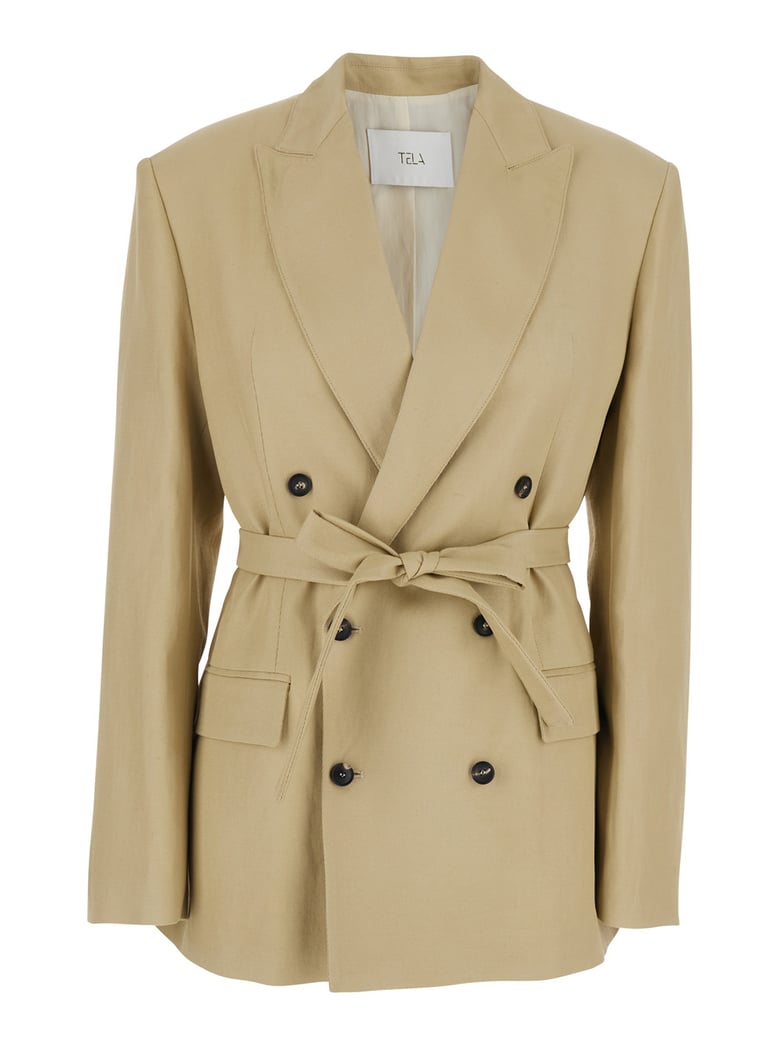 double-breasted jacket, beige by Selfnex