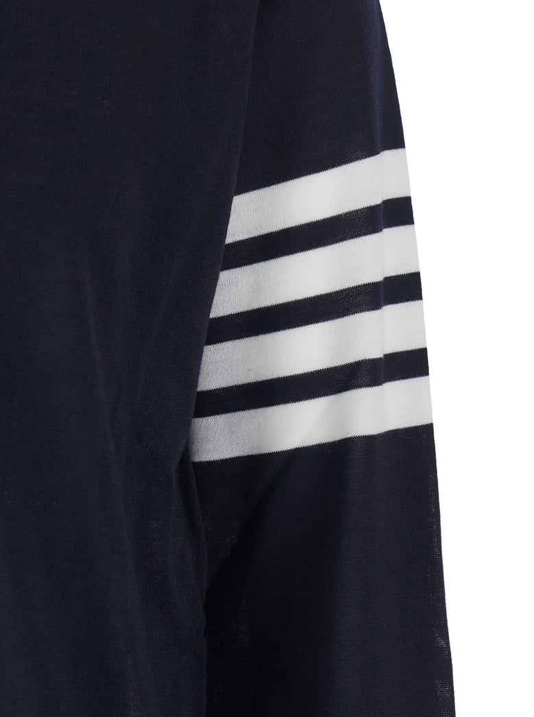 crew neck sweater 4-bar blue wool by Selfnex
