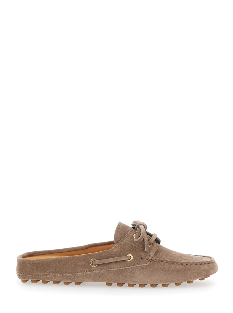 loafers with side laces, brown suede by Selfnex