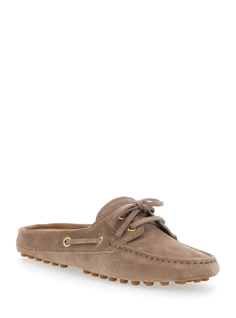 loafers with side laces, brown suede by Selfnex