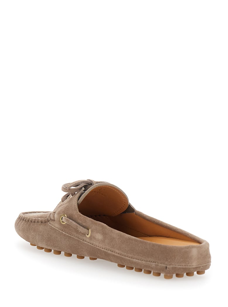 loafers with side laces, brown suede by Selfnex