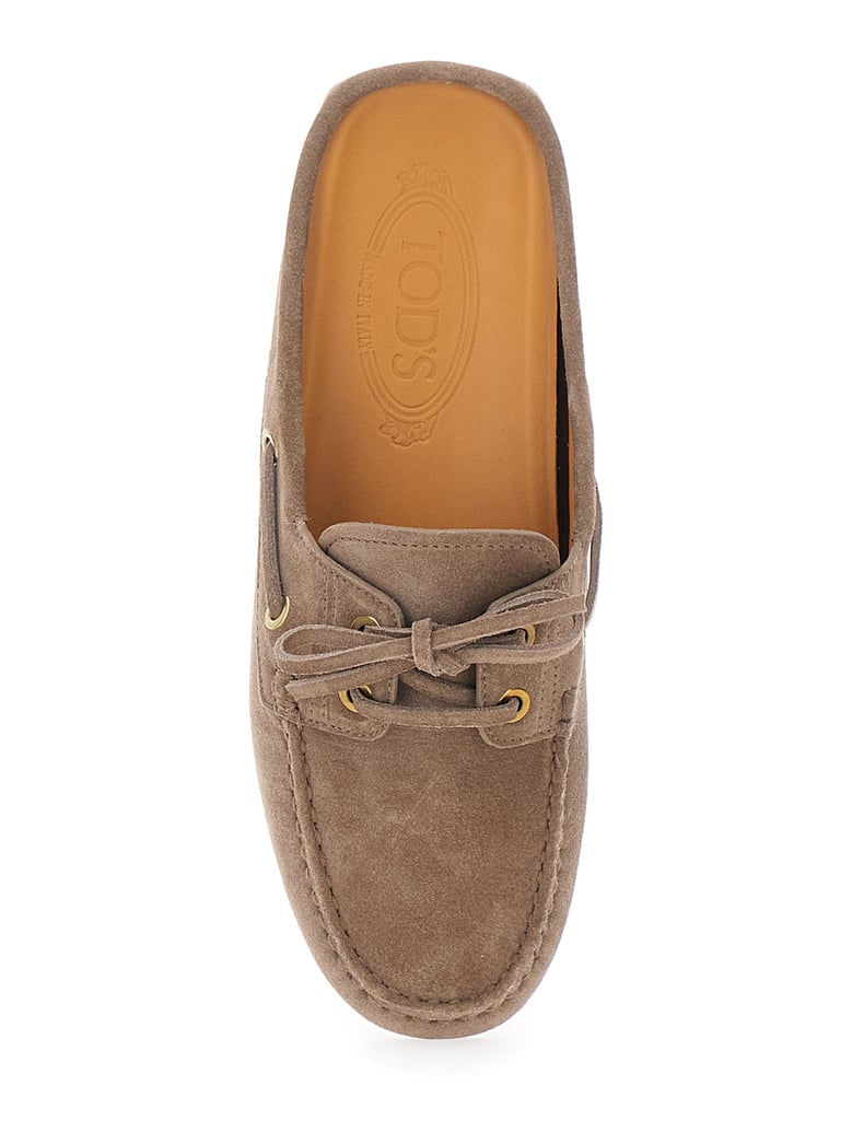 loafers with side laces, brown suede by Selfnex